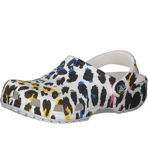 EUC rainbow cheetah print crocs